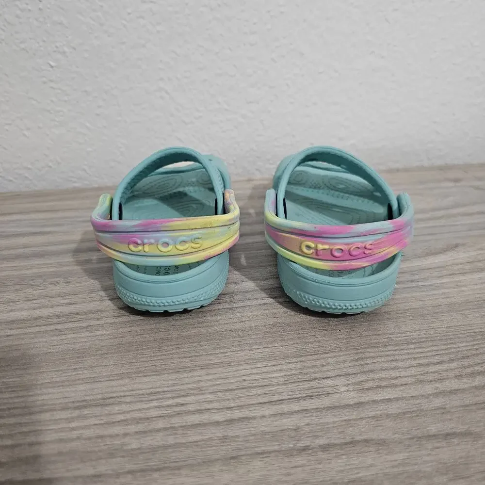 Crocs Ice Cream Embellished Sandels Aqua Blue Kids Girls C9 Summer Pool
